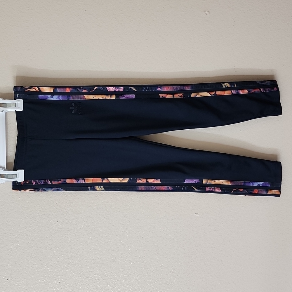 Adidas J Rose Leggings Navy Blue Floral